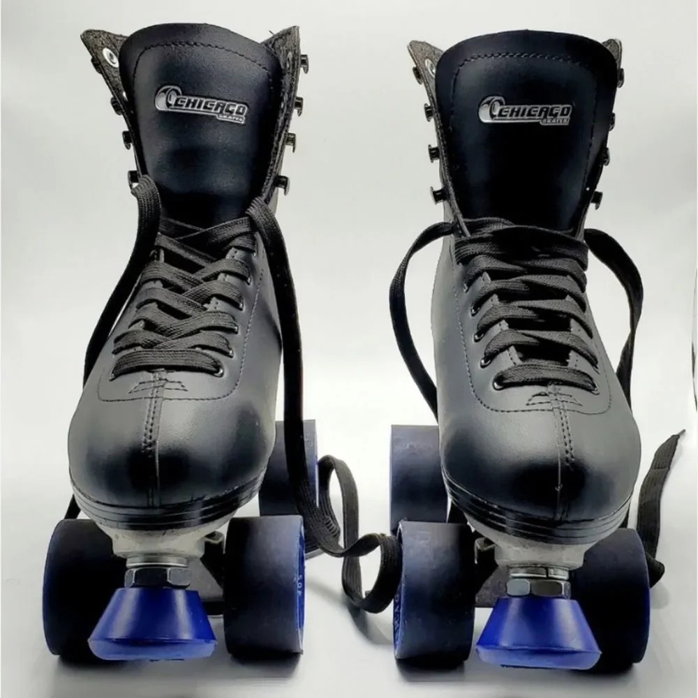 Chicago Black Roller Skates with Blue Wheels